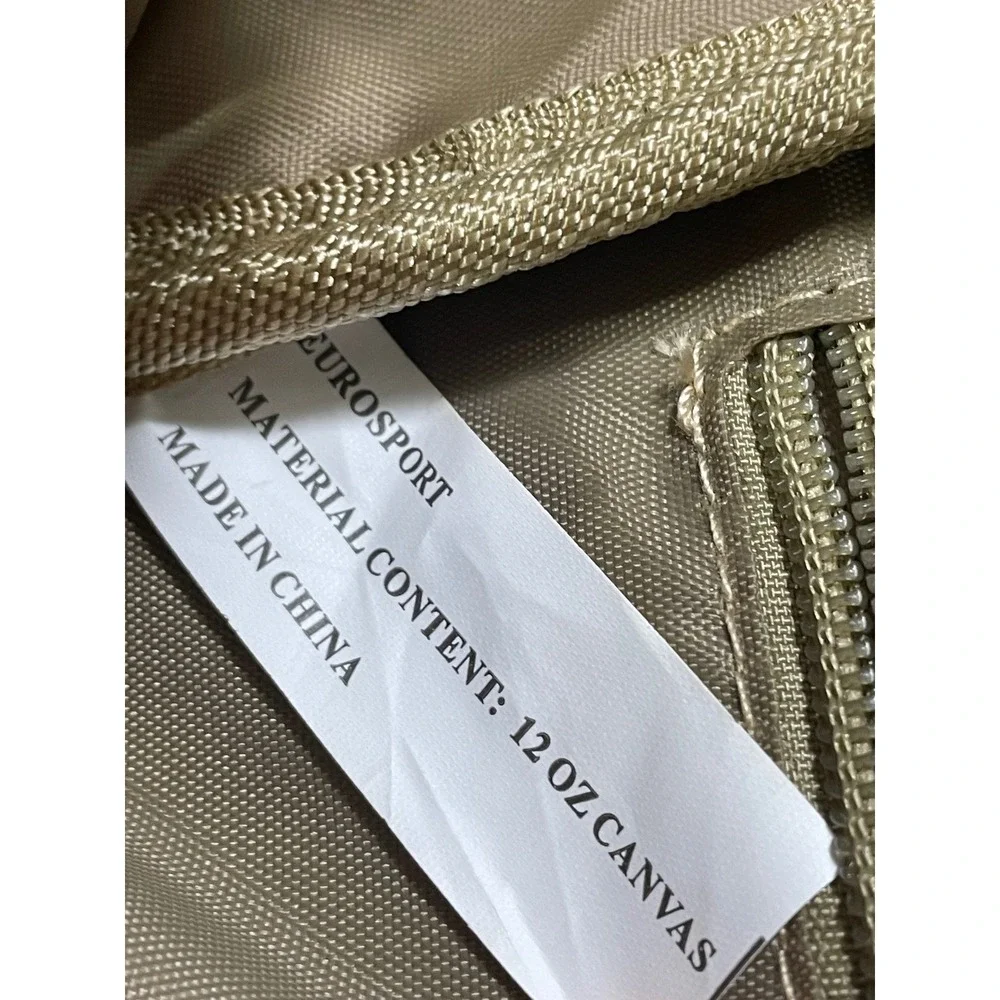 Eurosport Canvas‎ Sling Backpack Tan Brown Faux Leather Zip Vintage Travel